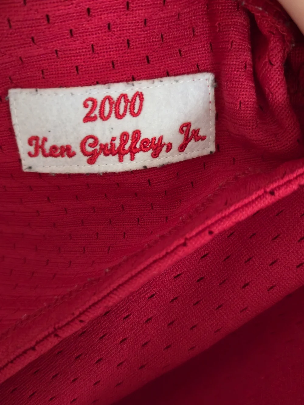 Mitchell & Ness Men’s Red 'Griffey 30' Baseball Jersey - Picture 7 of 9